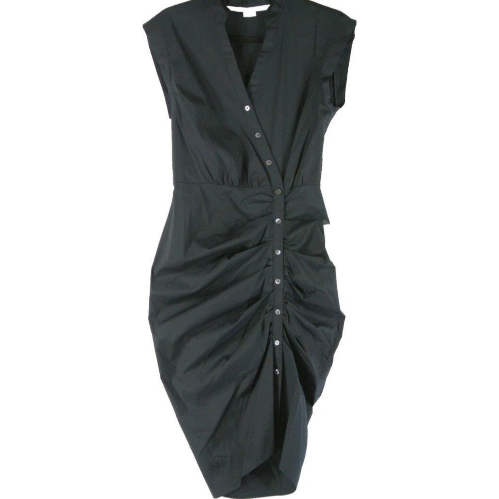 Veronica Beard Ruched Shirtdress Black 2 Classic LBD Sophisticated Minimalist